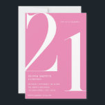 Minimalist Pink Modern Chic 21st Birthday Invitation<br><div class="desc">Minimalist Pink Modern Chic 21st Birthday Invitation</div>