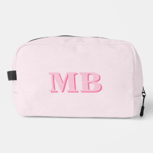 Minimalist Pink Modern Initial Monogram Dopp Kit