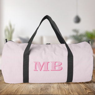 Minimalist Pink Modern Initial Monogram Duffle Bag