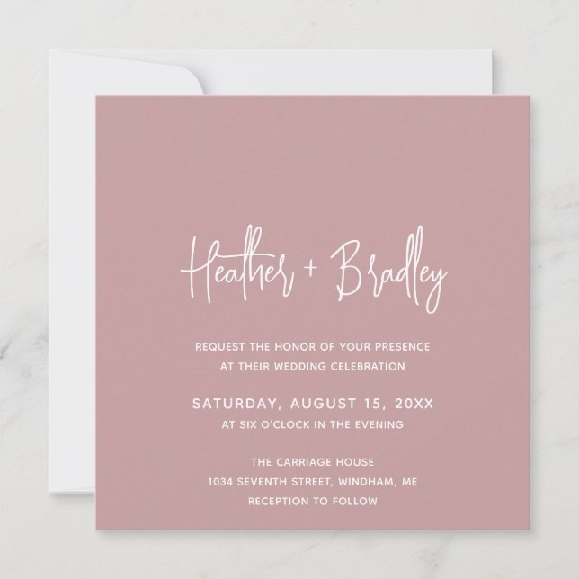 Minimalist Pink Modern Wedding Invitation (Front)