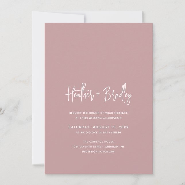 Minimalist Pink Modern Wedding Invitation (Front)