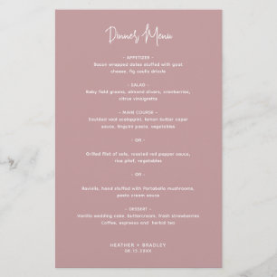 Minimalist Pink Modern Wedding Menu
