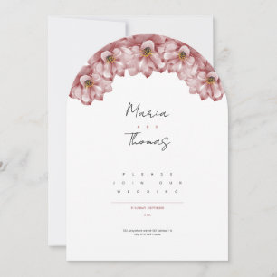 minimalist pink nature roses wedding invitation