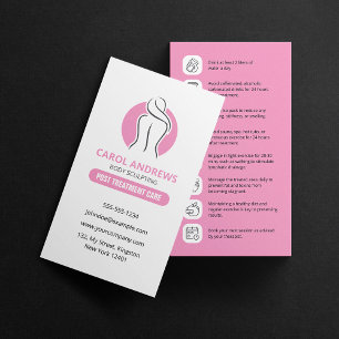 Minimalist Pink Pre/Post Treatment Body Sculpting Business Card