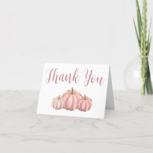 Minimalist Pink Pumpkin Fall Baby Shower Thank You Card