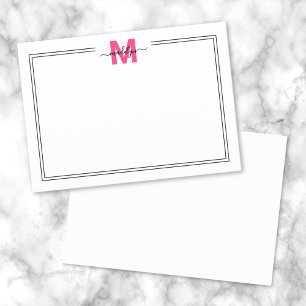 Minimalist Pink Script Name Monogram Card