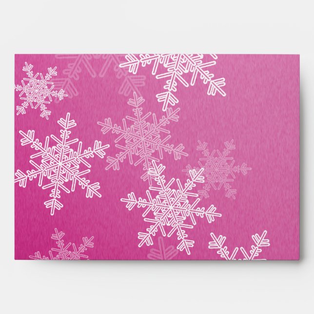  Minimalist Pink Snowflakes Christmas Pattern Envelopes (Front)