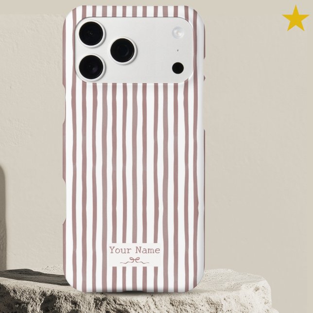 Minimalist Pink Striped Watercolor Custom Name Bow (Creator Uploaded)