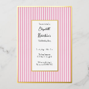 Minimalist Pink Stripes Gold 72nd Birthday