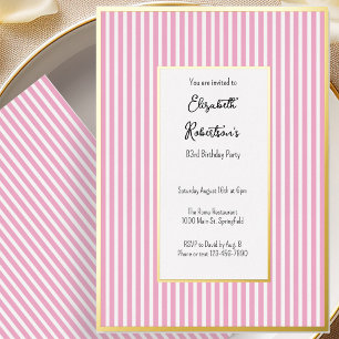 Minimalist Pink Stripes Gold 83rd Birthday