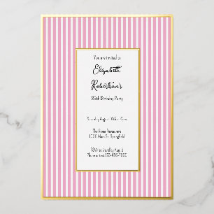 Minimalist Pink Stripes Gold 86th Birthday