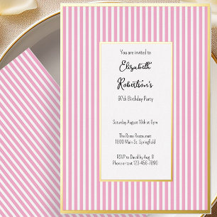 Minimalist Pink Stripes Gold 97th Birthday