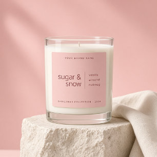 Minimalist Pink Sugar and Snow Candle Branding Square Sticker