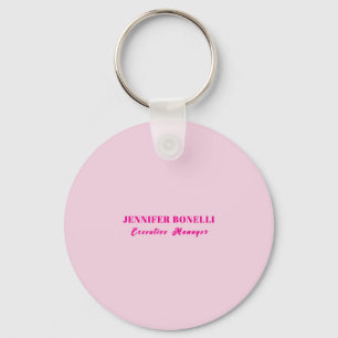 Minimalist pink trendy personalised customise name key ring