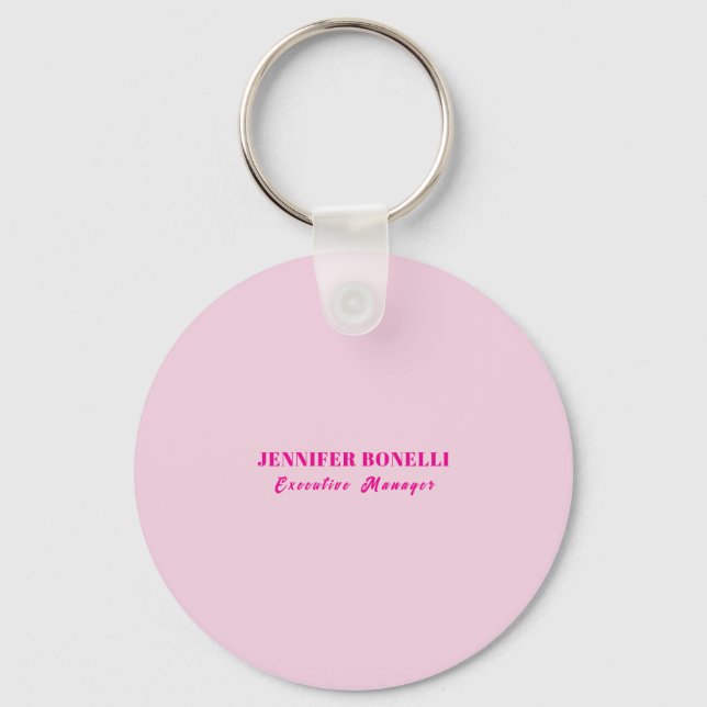 Minimalist pink trendy personalised customise name key ring (Front)
