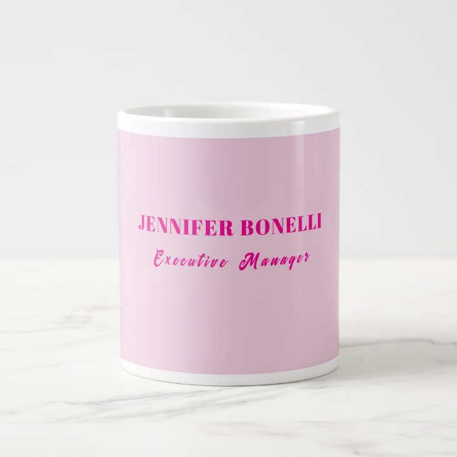 Minimalist pink trendy personalised customise name large coffee mug (Front)