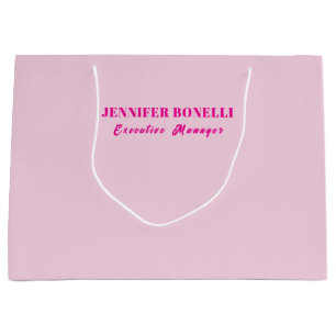 Minimalist pink trendy personalised customise name large gift bag