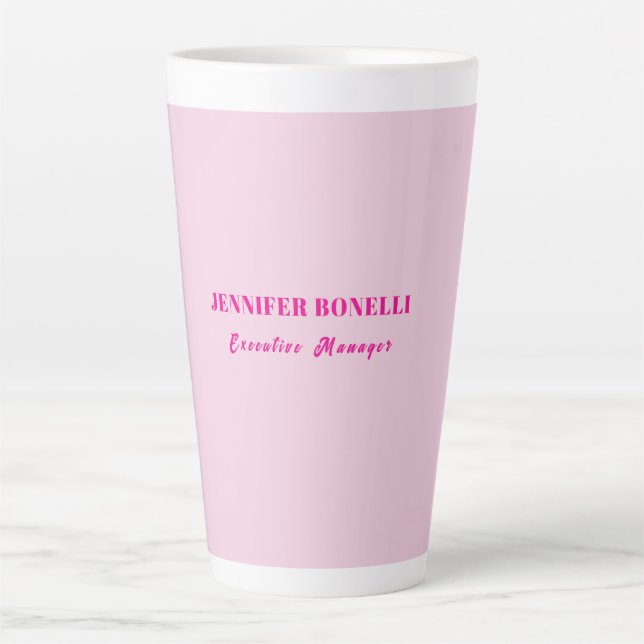 Minimalist pink trendy personalised customise name latte mug (Front)