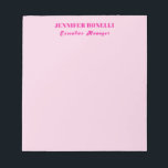 Minimalist pink trendy personalised customise name notepad<br><div class="desc">This template can be customised to meet all professional occupations.</div>