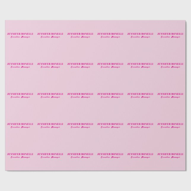 Minimalist pink trendy personalised customise name wrapping paper (Flat)