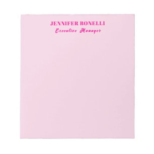Minimalist pink trendy personalized customize name notepad