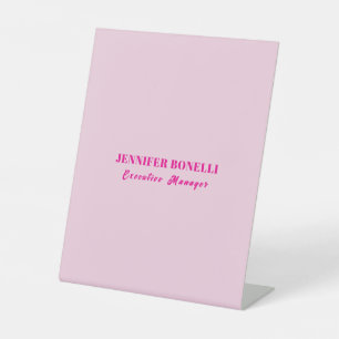 Minimalist pink trendy personalized customize name pedestal sign