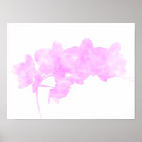Minimalist Pink Watercolor Orchid Silhouette Flora