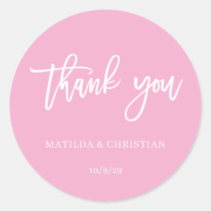 Minimalist Pink Wedding Classic Round Sticker