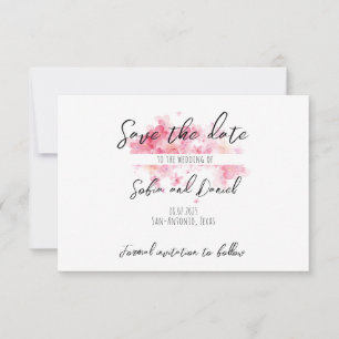 Minimalist pink wedding photo Save The Date Card