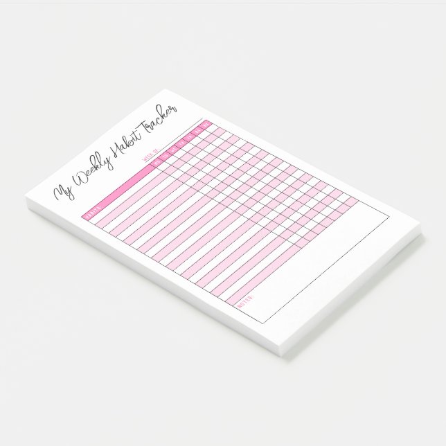 Minimalist Pink Weekly Habit Tracker Post-it Notes (Angled)