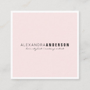 Minimalist Pink White Border Square Business Card