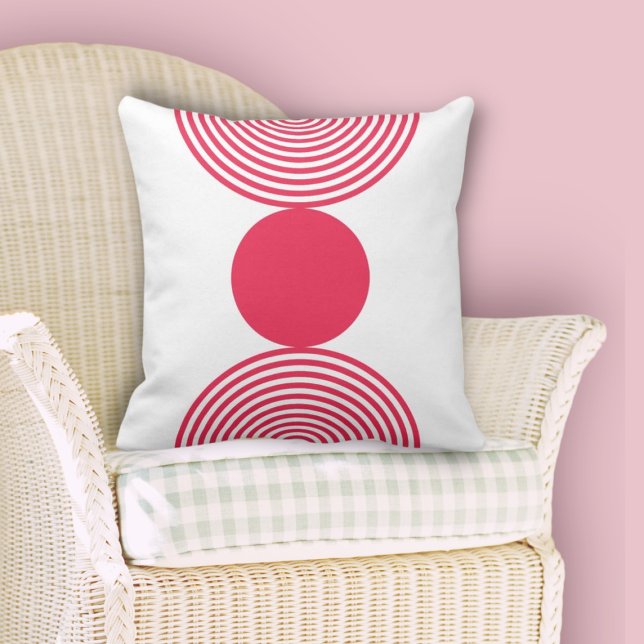 Minimalist Pink & White Circle Pattern Cushion (Minimalist Pink & White Circle Pattern Throw Pillow, Home and Living)