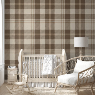 Minimalist Plaid in Cream and Taupe Wallpaper