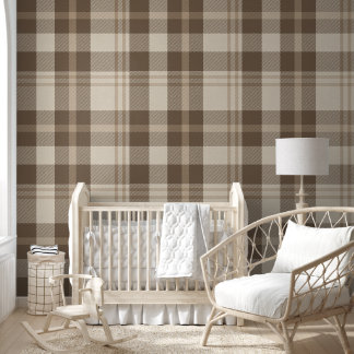 Minimalist Plaid in Cream and Taupe Wallpaper