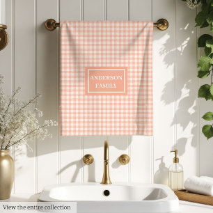 Minimalist Plaid Towels Chic Pastel Coral Accent