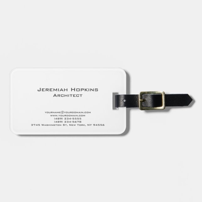 Minimalist Plain Architect Company  Luggage Tag (Front Horizontal)