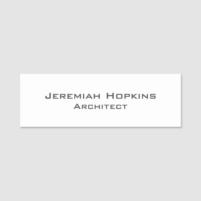 Minimalist Plain Architect Company Name Tag (Front)