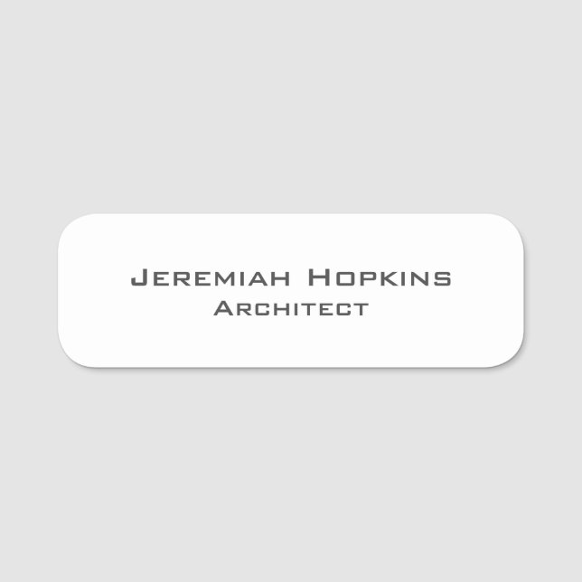 Minimalist Plain Architect Company  Name Tag (Front)