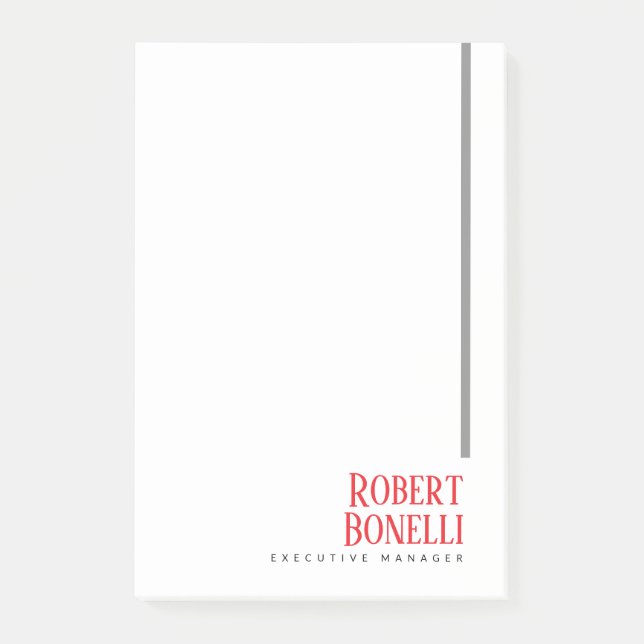 Minimalist Plain Black Red & White Modern Plain Post-it Notes (Front)