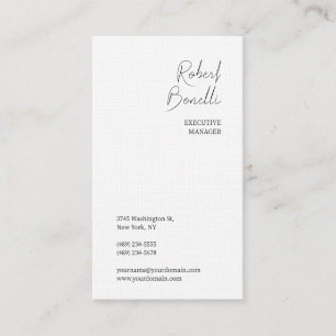 Minimalist Plain Black & White Modern Lovely Linen Business Card