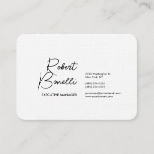 Minimalist Plain Black & White Modern Lovely Linen Business Card