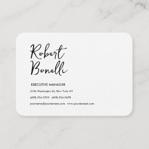 Minimalist Plain Black & White Modern Lovely Linen Business Card