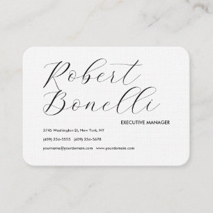 Minimalist Plain Black & White Modern Lovely Linen Business Card