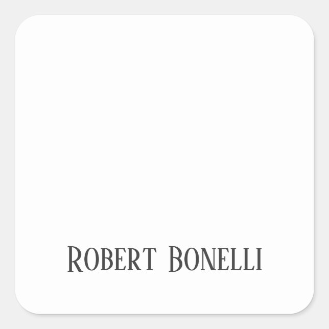 Minimalist Plain Black & White Modern Plain Square Sticker (Front)