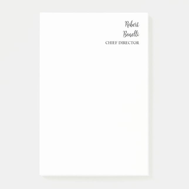 Minimalist Plain Black & White Modern Post-it Notes (Front)