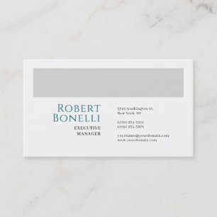 Minimalist Plain Blue & White Grey Modern  Business Card