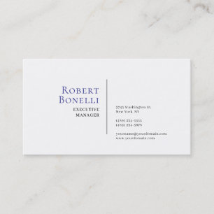 Minimalist Plain Blue & White Modern Business Card