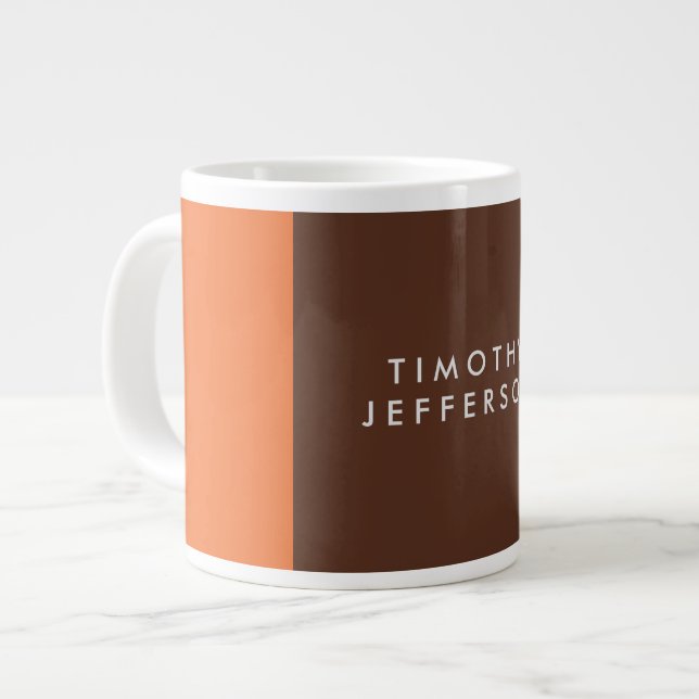Minimalist Plain Brown Elegant Modern Large Coffee Mug (Front Left)