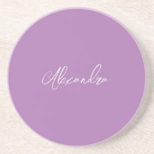 Minimalist Plain Calligraphy Own Name Lavender Coaster