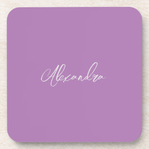 Minimalist Plain Calligraphy Own Name Lavender Coaster
